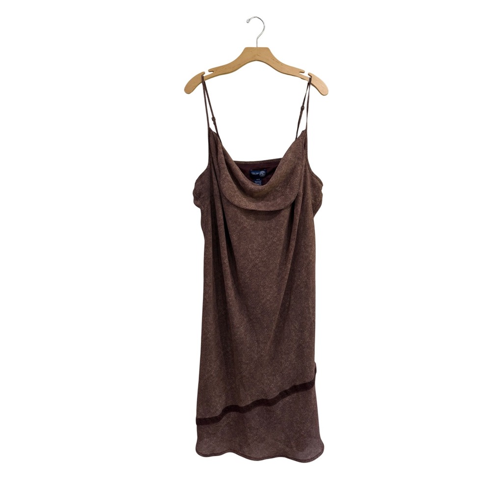 Venezia Lane Bryant Y2K Brown Cowl Neck Spaghetti Strap Dress Plus Size 22/24